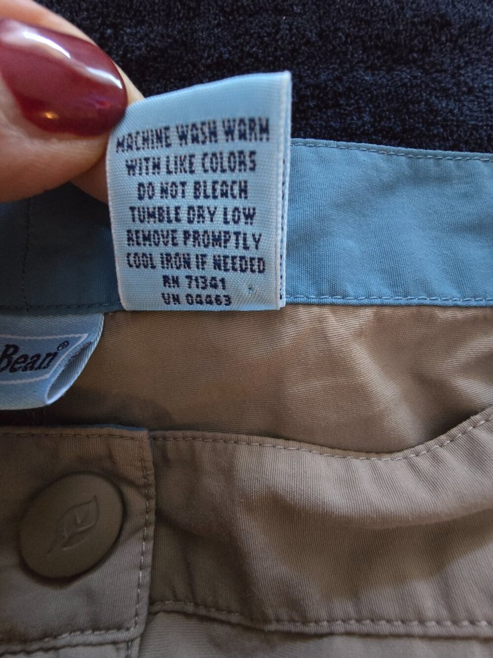 L.L. Bean Women's Supplex Nylon Hiking Capri Pants Tan Khaki Cinch Crop Sz 14 - Picture 6 of 9